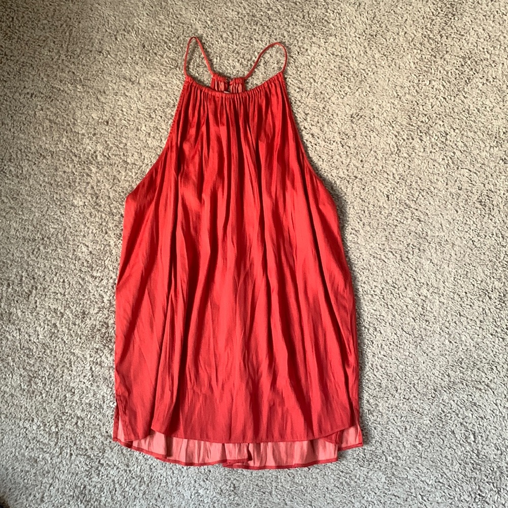 Loft blouse red orange satin material
